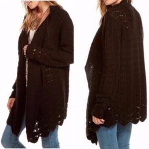 NEW CHASER Crochet Open Front Draped Cardigan